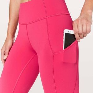 Lululemon Fast and free crops bright pink size 4